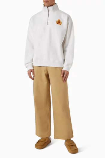 سويت شيرت بسحّاب قصير وتطريز شعار NY‏ قطن