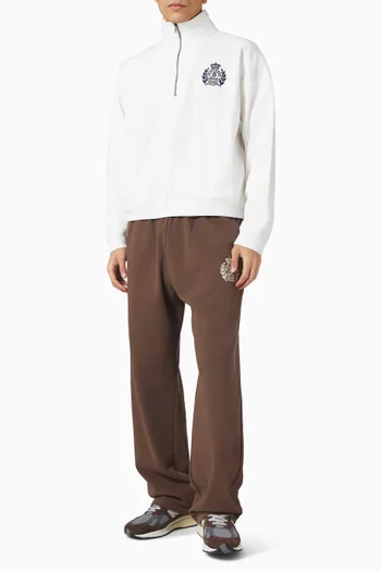 NY Crest Embroidered Wide Sweatpants in Cotton