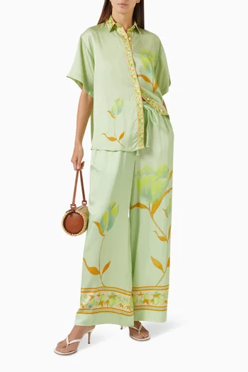 Tulips Shirt in Viscose Satin