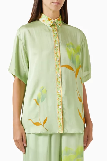 Tulips Shirt in Viscose Satin