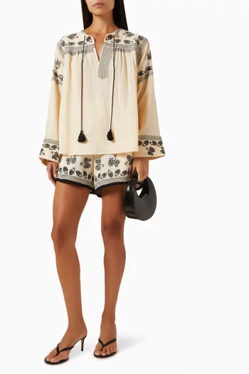 Kaisa Embroidered Blouse in Cotton