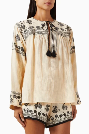 Kaisa Embroidered Blouse in Cotton