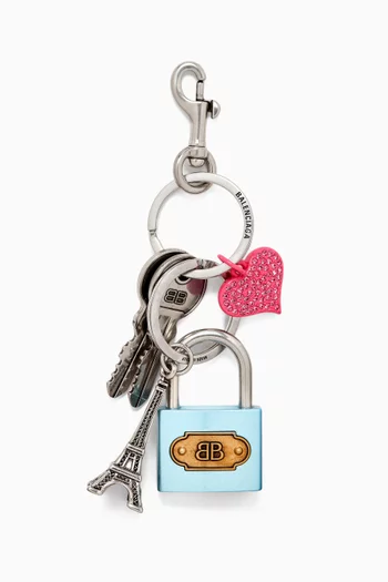 BB Padlock Keychain Charm in Metal