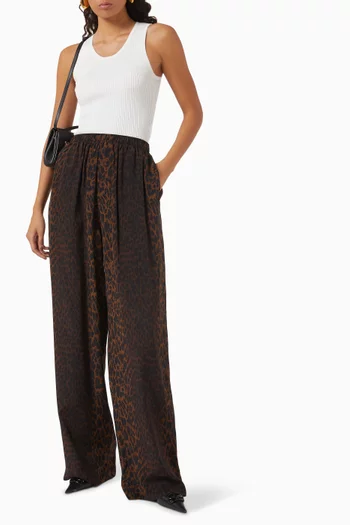 Leopard-print Pyjama Pants in Silk Crepe