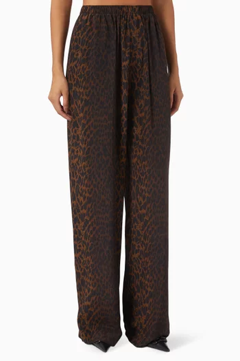 Leopard-print Pyjama Pants in Silk Crepe