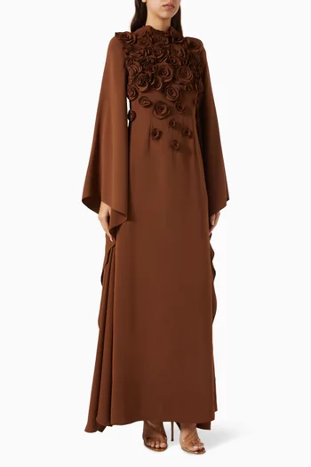 قفطان ايمارا مزين بزهور بارزة كريب