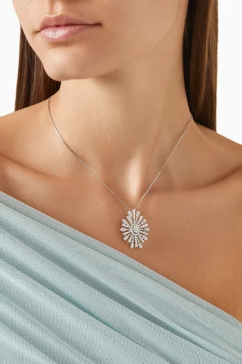 Barq Oval Diamond Brooch Necklace in 18kt White Gold