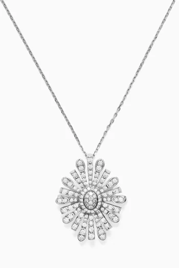 Barq Oval Diamond Brooch Necklace in 18kt White Gold