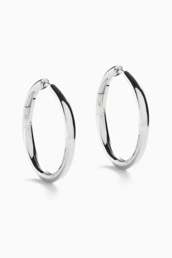 Medium Tunnel Hoop Earrings in Rhodium-plated Brass