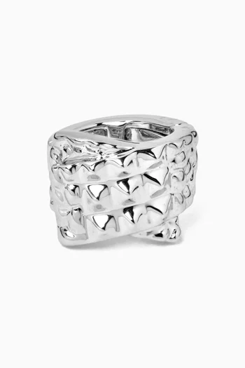 High-gloss Croco Single Ear Cuff in 18kt White Gold