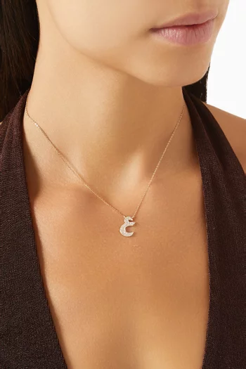 Oula Arabic Letter 'Ein' Diamond Pendant Necklace in 18kt Gold
