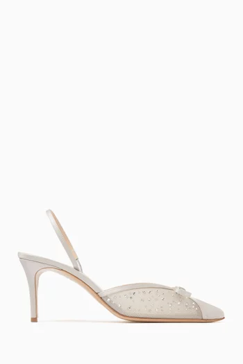 Kris Glitz 75 Slingback Pumps in Mesh & Satin