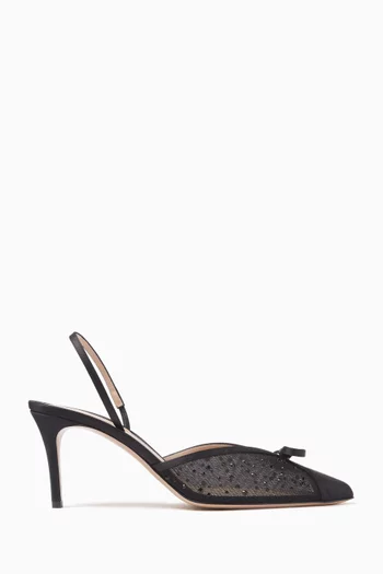 Kris Glitz 75 Slingback Pumps in Mesh & Satin