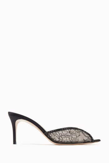 Katy 75 Mule Sandals in Lace & Satin
