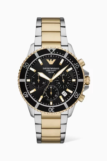World Explorer Solar-powered Chronograph Watch, 43.5mm
