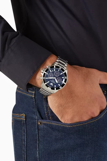 World Explorer Solar-powered Chronograph Watch, 43.5mm