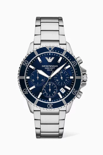 World Explorer Solar-powered Chronograph Watch, 43.5mm