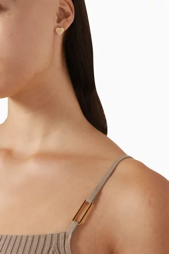 Heart Stud Earrings in Gold-tone Sterling Silver