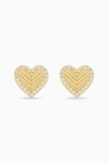 Heart Stud Earrings in Gold-tone Sterling Silver