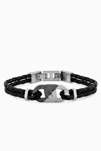 Two-tone ID Bracelet in Leather