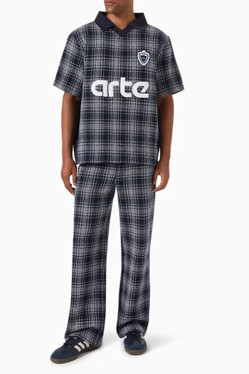 Plaid Football Polo Shirt in Cotton-blend