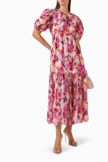 Collage Printed Maxi Dress in Cotton