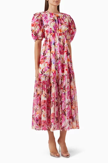 Collage Printed Maxi Dress in Cotton