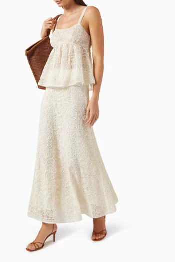 Katja Embroidered Maxi Skirt in Tulle
