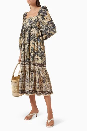 Printed Dress in Cotton Blend