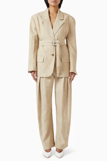 Oversized Blazer in Textured-canvas