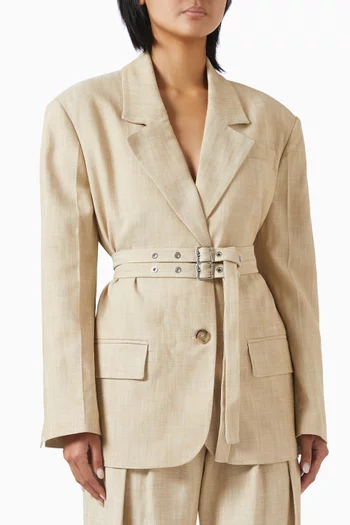Oversized Blazer in Textured-canvas