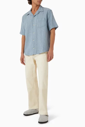 Basket Weave Striped Shirt in Cotton