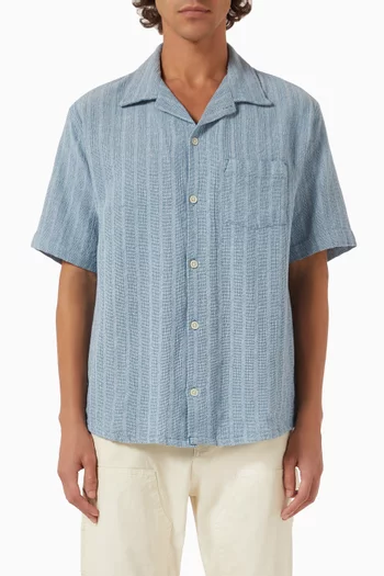 Basket Weave Striped Shirt in Cotton