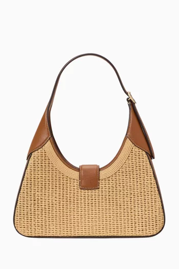 Small Nouveau Shoulder Bag in Straw & Leather