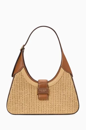 Small Nouveau Shoulder Bag in Straw & Leather