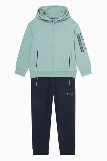 EA7 Colour-block Tracksuit Set in Organic Cotton-blend