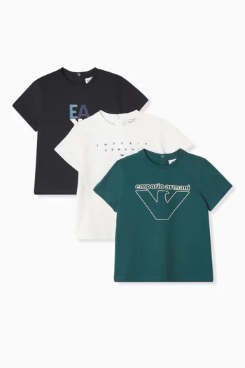 Logo T-shirt in Cotton, Set of 3