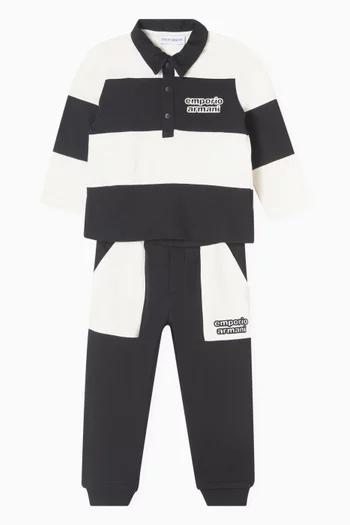 Stripe Logo Polo Shirt in Cotton