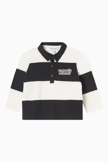 Stripe Logo Polo Shirt in Cotton