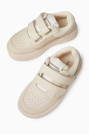 Mesh-detailed Velcro Sneakers in Leather