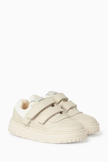 Mesh-detailed Velcro Sneakers in Leather
