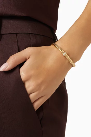 Cablespira® Flex Station Diamond Cuff Bracelet in 18kt Yellow Gold
