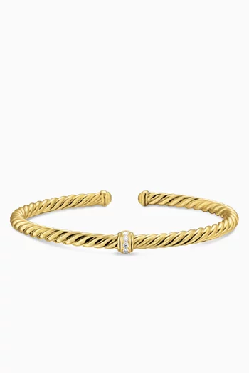 Cablespira® Flex Station Diamond Cuff Bracelet in 18kt Yellow Gold