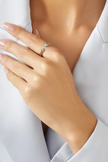 Petite Cable Open Ring in Sterling Silver & 14kt Yellow Gold