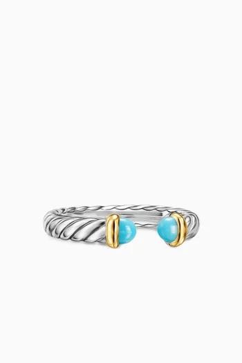 Petite Cable Open Ring in Sterling Silver & 14kt Yellow Gold
