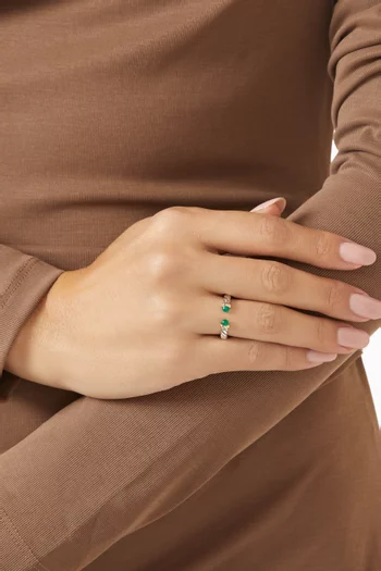 Petite Cable Onyx Open Ring in Sterling Silver & 14kt Yellow Gold