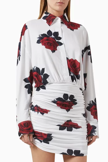 Oversized NK Shirred Mini Dress in Poly-lycra