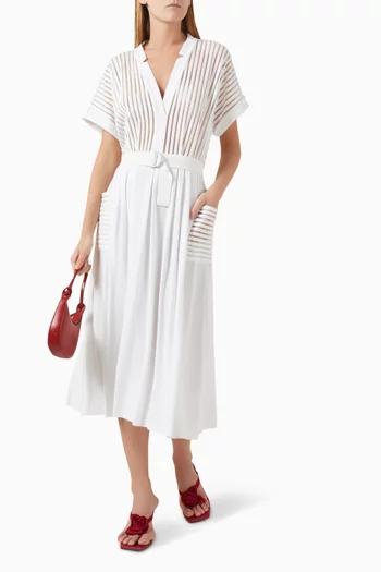Geralyn Belted Midi Dress in Poly-lycra