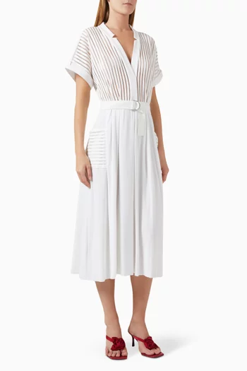 Geralyn Belted Midi Dress in Poly-lycra