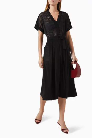 Geralyn Belted Midi Dress in Poly-lycra